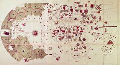 Map of the Old and New Worlds, c.1500 by Juan de la Cosa